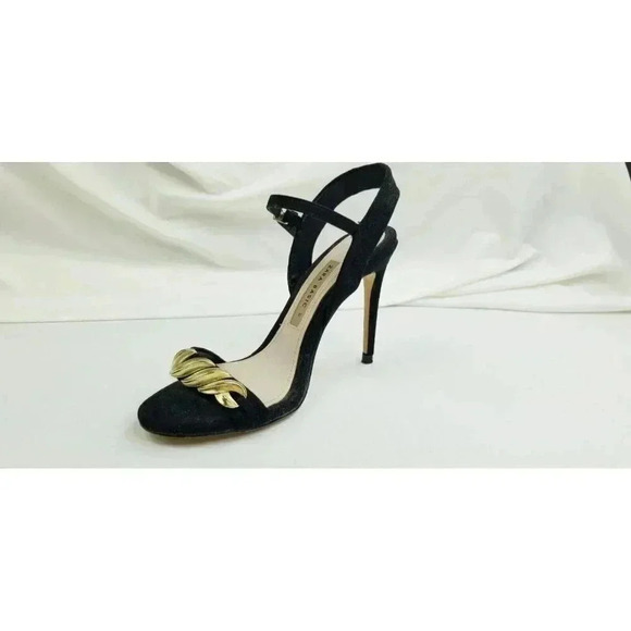 Zara Basic Collection Size 37 (US 6.5-7) Womens Black Suede Ankle Strap Open Toe - Picture 1 of 12